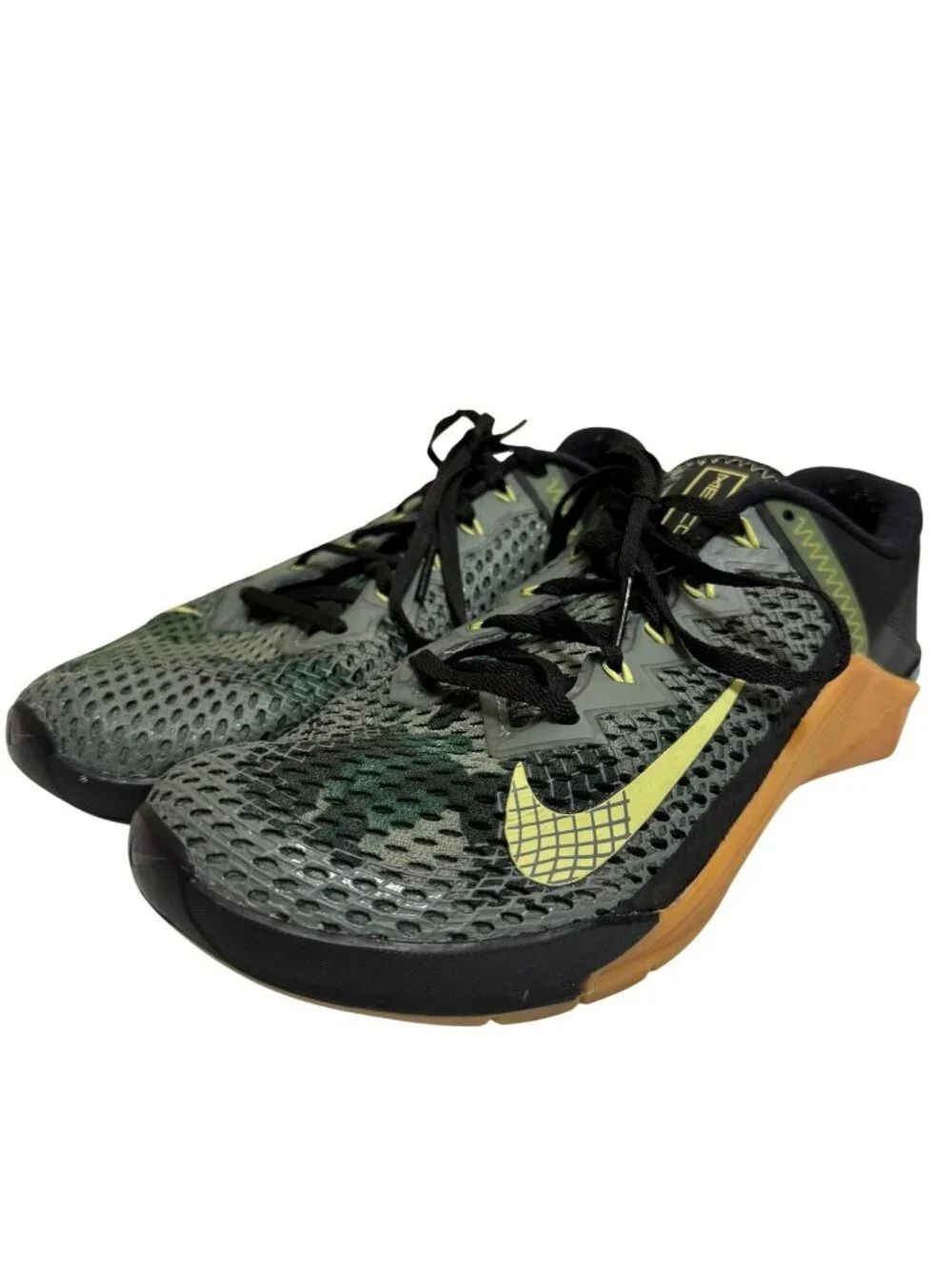 Nike Metcon 6 Training Shoes Mens US 7 EU 40 Green Black Camo Gum Sole CK9388-03